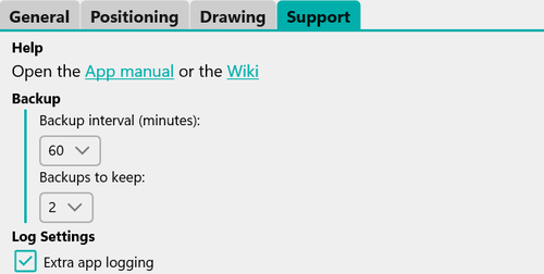 Ocadapp SettingsSupport Backup.png
